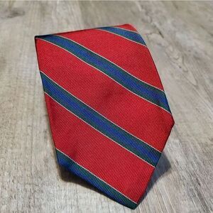 Brooks Brothers Mens Tie Red Green Blue Regimental 100% Silk Made in USA VTG